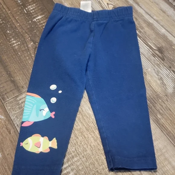 Navy Blue Baby Leggings with Fish Print - Picture 2 of 4